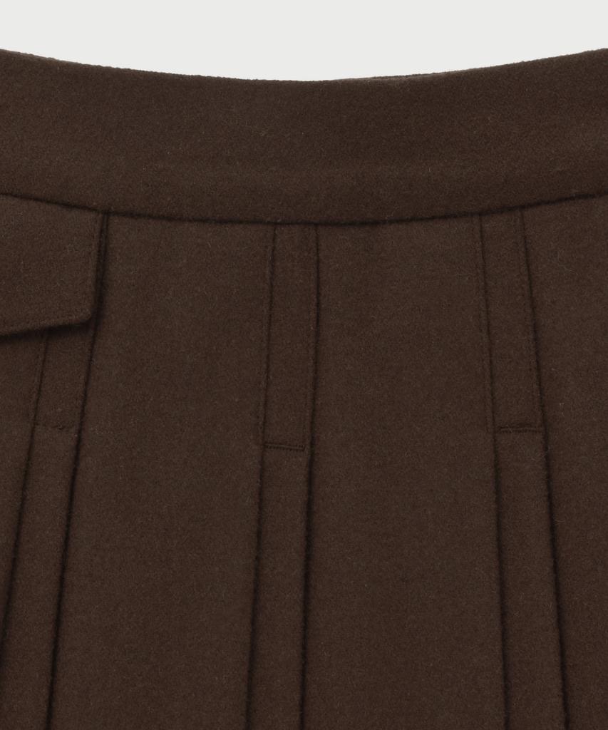 Seteo (W) Wool Blend Pleated Mini Skirt Dark Brown