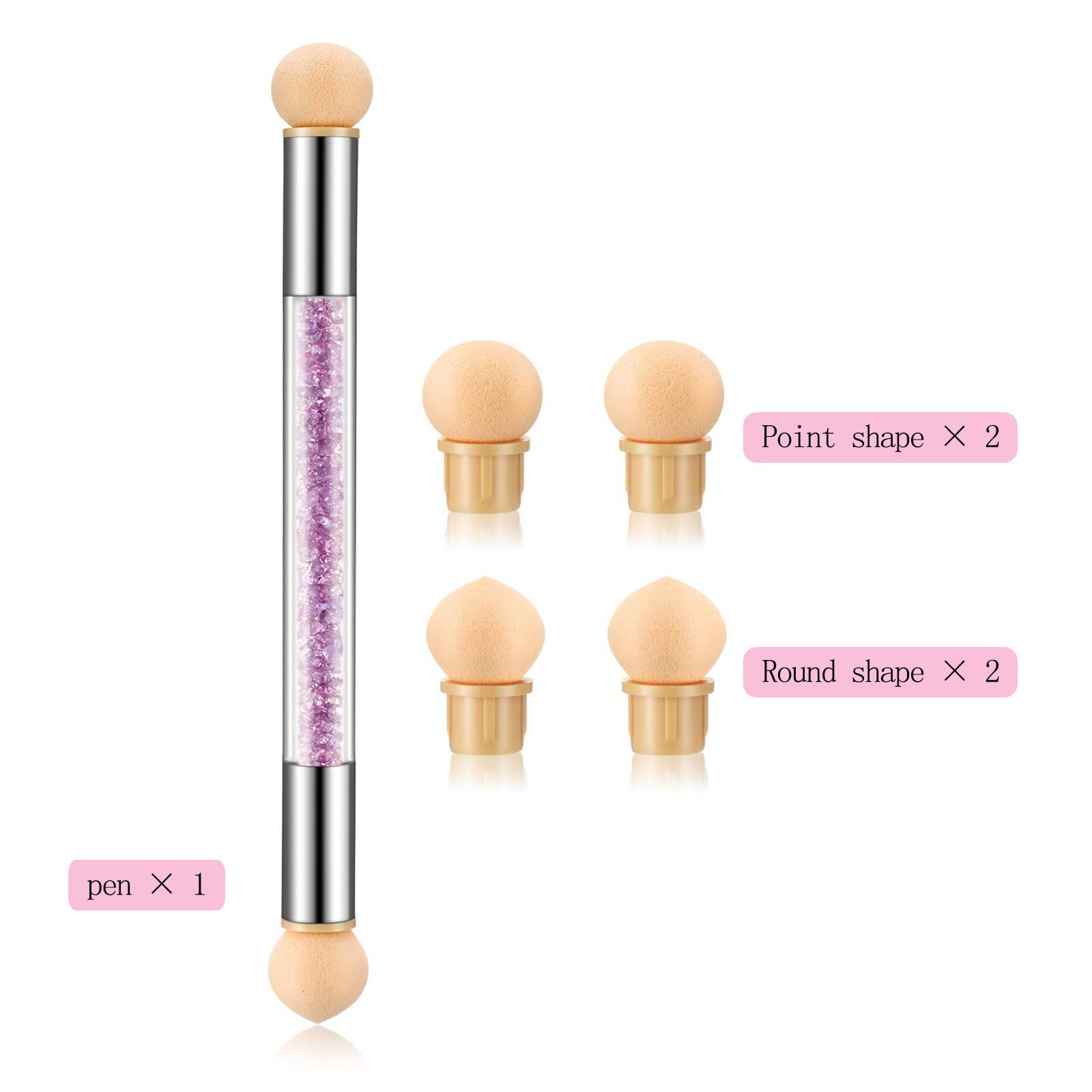 

Кисть-губка для ногтей, кисть-ручка для нанесения точек и градиента, двойная головка, кисть-губка для ногтей, ручка, акриловая кисть для рисования на ногтях фиолетовый