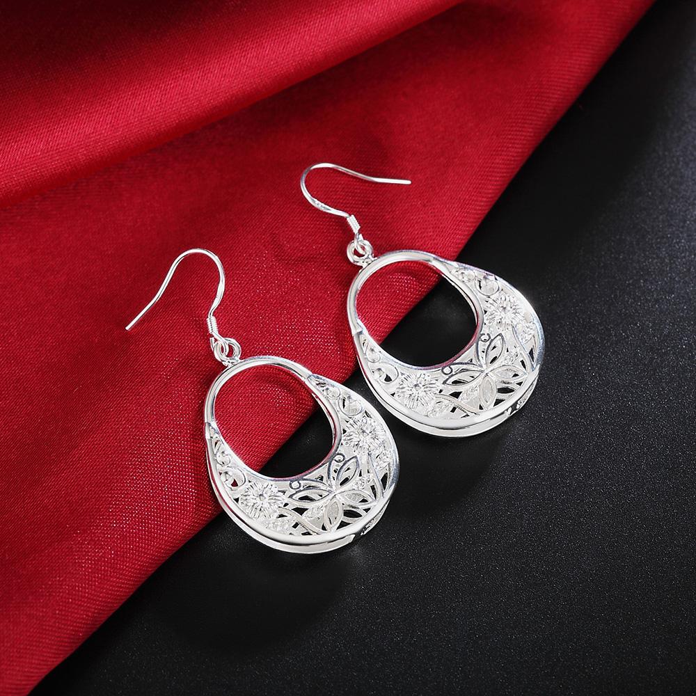 New 925 Sterling Silver Carved butterfly flower Earrings Women Fashion Jewelry Christmas Gifts Wedding fancy earrings 4