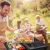 Grill Baskets for Outdoor Grill Stainless Steel Rolling Grilling Basket Portable Outdoor Camping BBQ Rack with Wood Handle