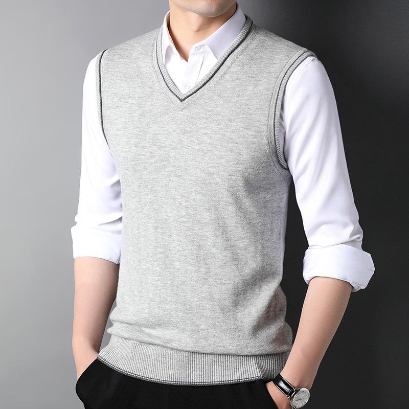 Wool Vest Men's Autumn New Pullover Youth Warm Vest Sleeveless Casual Fashion Knitted Vest Men's Top