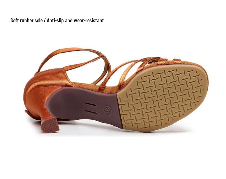Women's Outdoor Latin Dance High Heel Denim Shoes - Soft Rubber Sole