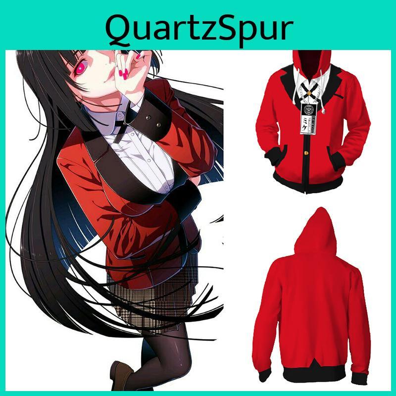 Vibrant Red And Black Kakegurui Jabami Yumeko Hoodie With Exquisite Workmanship