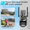 LS VISION Cámara PTZ Exterior UE 9MP 4K HD Zoom Híbrido 8X Tres Lentes Doble Pantalla Cámara IP Wifi 4MP Alarma Luz Policial Vigilancia CCTV ICSee