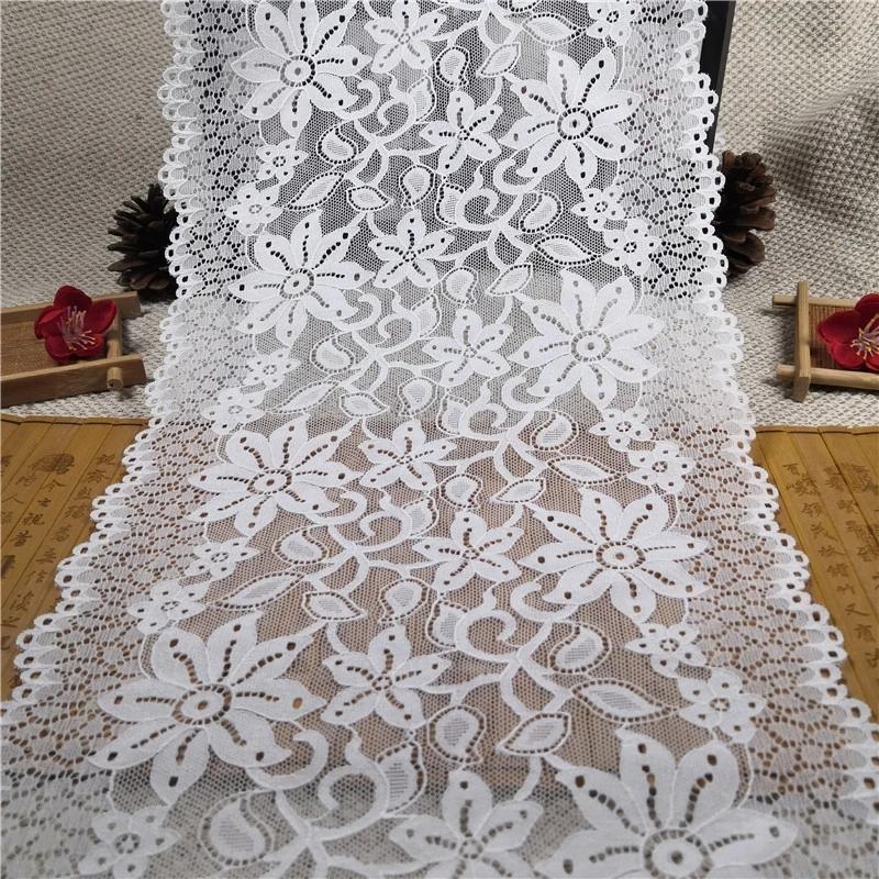 Width 23cm High Quality Elastic Lace Trim Fabric Dubai for Lace Suits Underwear белый