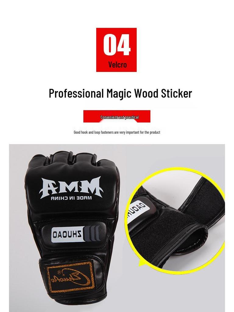 MMA & Sanda Fingerless Boxing Gloves for Adults & Kids - Half-Finger Design