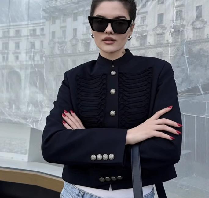 European and American Foreign Trade Women's Clothing INS Popular Fashion and Leisure Double-breasted Short Jacket