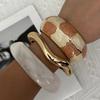 Vintage Enamel Dripping Oil Metal Bangle For Women Men Punk Green Beige Thick Resin Acrylic Cuff Bangle Party Aesthetics Jewelry