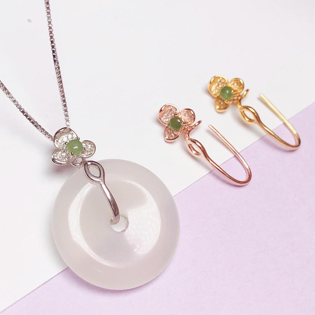 S925 Sterling Silver Jasper Pendant Safety Buckle Clip for DIY Accessories