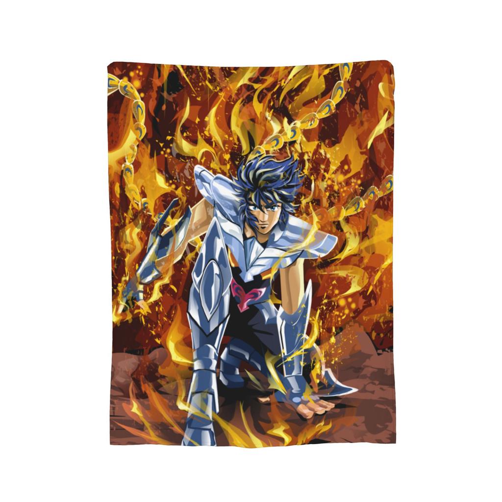 Knights Of The Zodiac Anime Fleece Throw Blanket Saints Seiyas Blankets for Bedding Office Super Warm Bed Rug,
