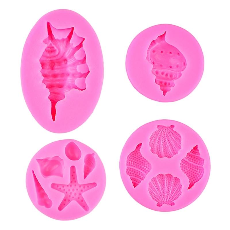 Pack of 4 Silicone Molds for Cake Cookie Chocolate and Candy Crafting Dessert Baking Tool Heat Resistant Fondant Mold