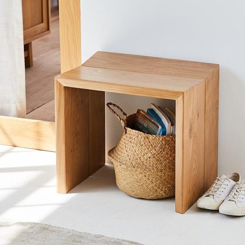 Nordic Ottomans Wooden Rectangular Stools Modern Small Footrest Decorative Low Living Room Benches Aesthetic Room Furniture