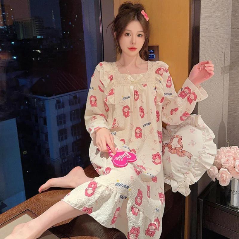 Nightgown Spring Casual and Comfortable Nightgown Ruby Home Clothes Home Clothes Cute Ruby Casual Large Size Nightgown