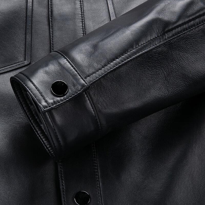 FAPAI Men's First Layer Sheepskin Lapel Leather Jacket