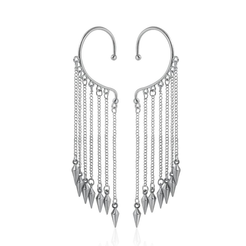 Non Pierced Metal Tassel Ear Hook Earrings 1Pair Without Ear Hole Elegant Fashion Jewelry for Women Work Attire