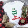 Women's Crew Neck Short Sleeve Graphic Print Christmas T-Shirts Loose Fit Casual Tees