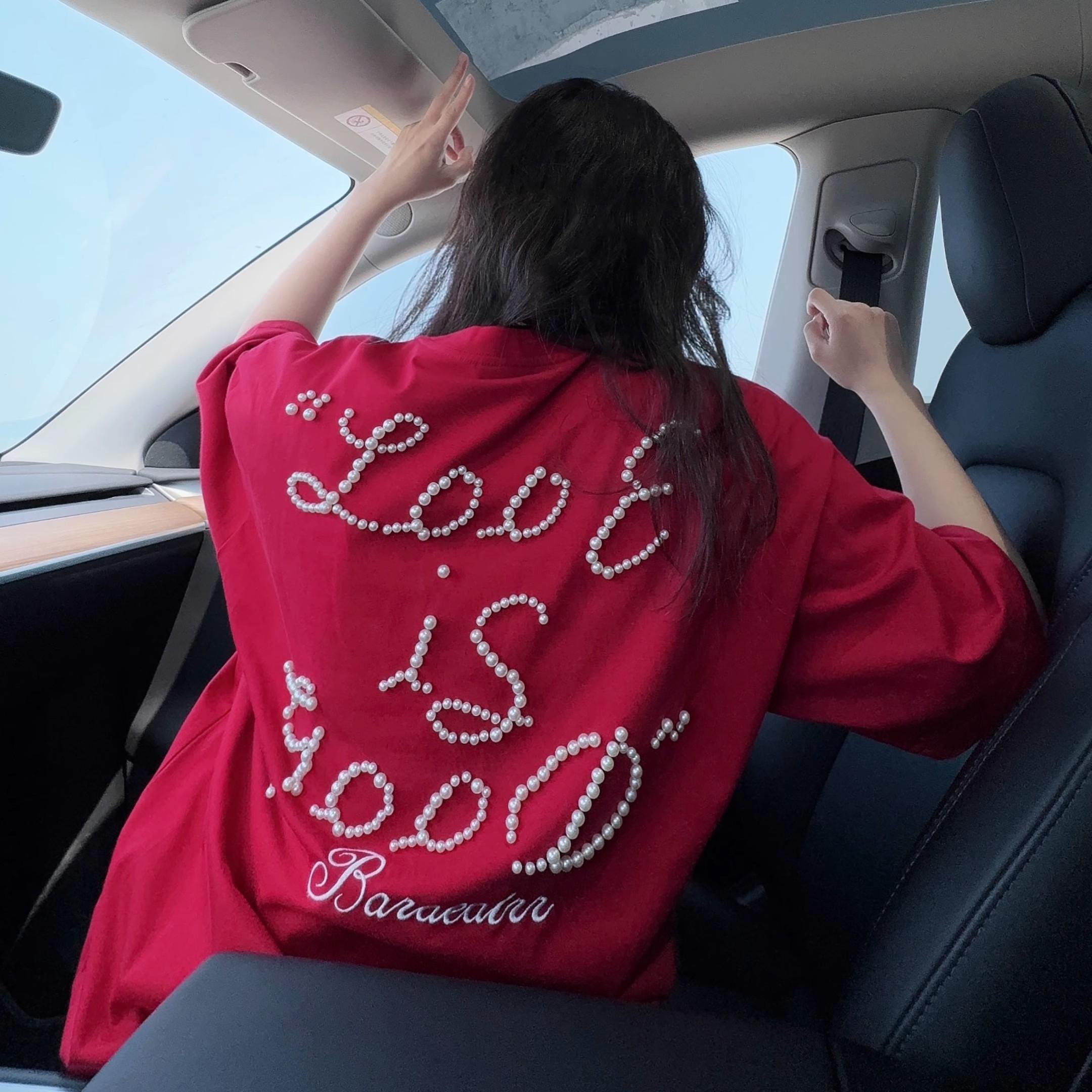 

МУЖСКАЯ короткая футболка из чистого хлопка с круглым вырезом, хлопковая базовая рубашка, повседневная полусорочка для сна, топ 2XL красный