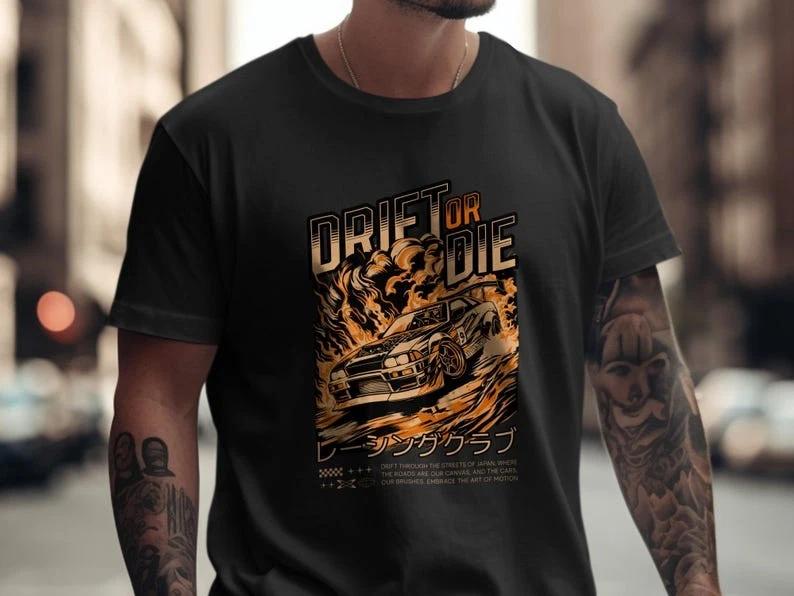 Drift or Die T-Shirt, JDM Japanese Car Culture Streetwear Casual Top L