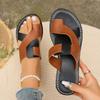 Fashion Womens 2025summer New Flat Non-slip PU Waterproof Womens Shoes Outdoor Casual Comfortable Beach Dress Womens Slippers Large Size