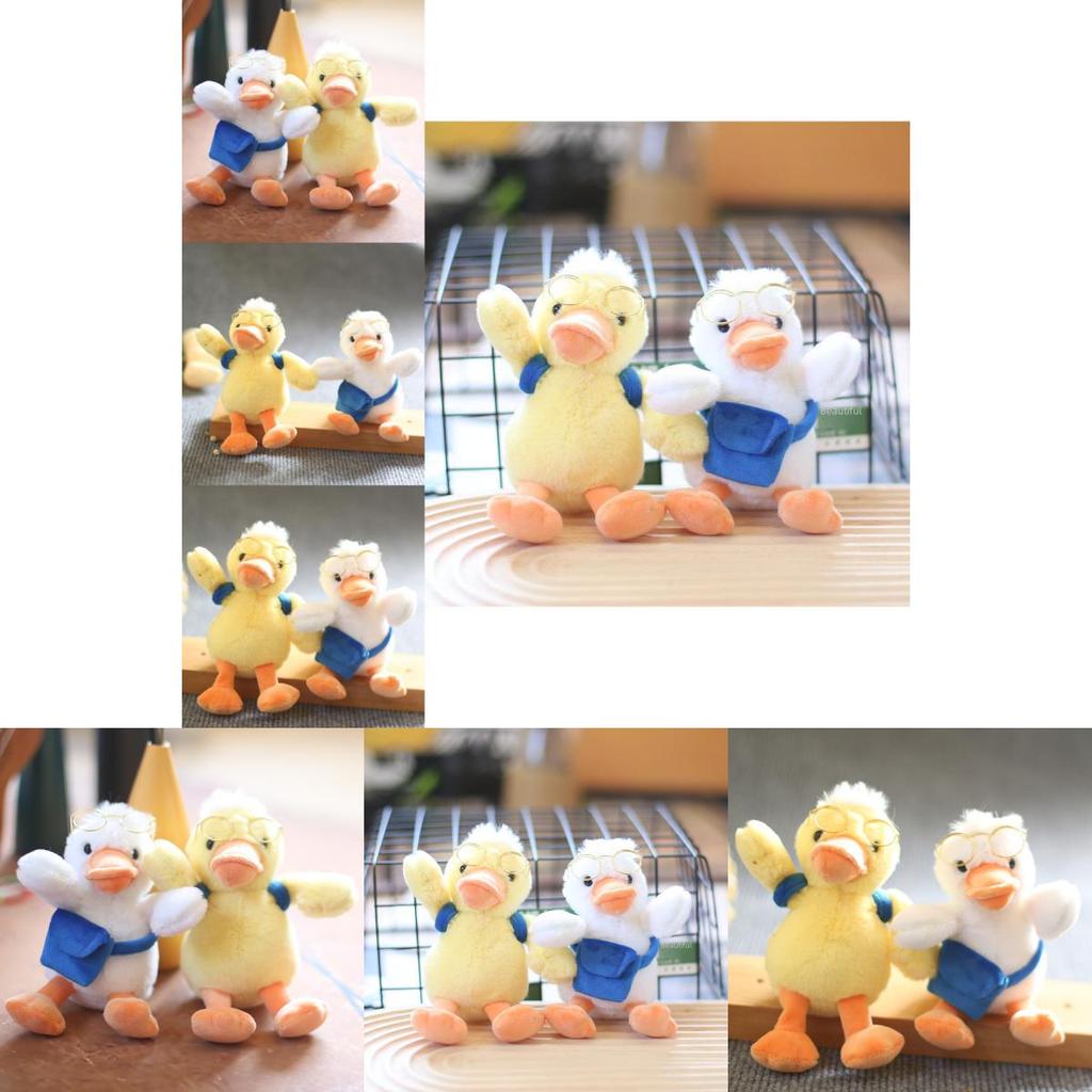 Adorable Cute Duck Plush Keychain Soft Stuffed Animal Toy With Glasses For Bags