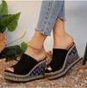 Large Size Wedge Heel Slippers For Women Waterproof  Peep Toe Slippers For Women