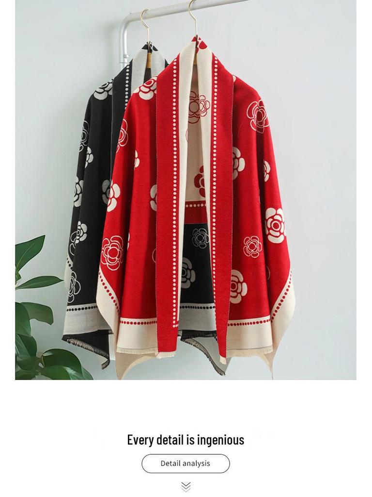 Luxury Double-Sided Women's Scarf: Thick Imitation Cashmere Shawl & Neck Warmer for Autumn/Winter
