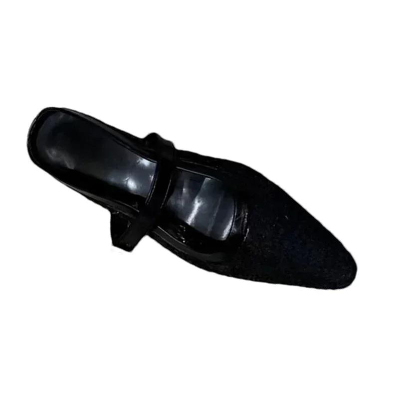 Women's Lace Mesh Slippers 35-40 New Breathable Baotou Xiao Xiangfeng Pointed Head Within The High Cool Temperament Fairy Shoes