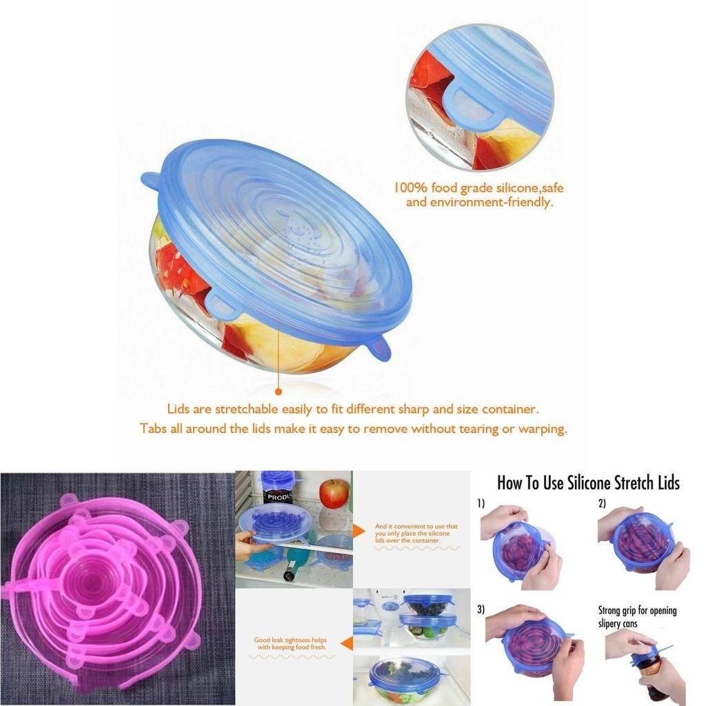 Source European Standard Silicone Six-piece Set Fresh-keeping Cover Stretch Bowl Cover Refrigerator Microwave Seal Fresh-keeping Film