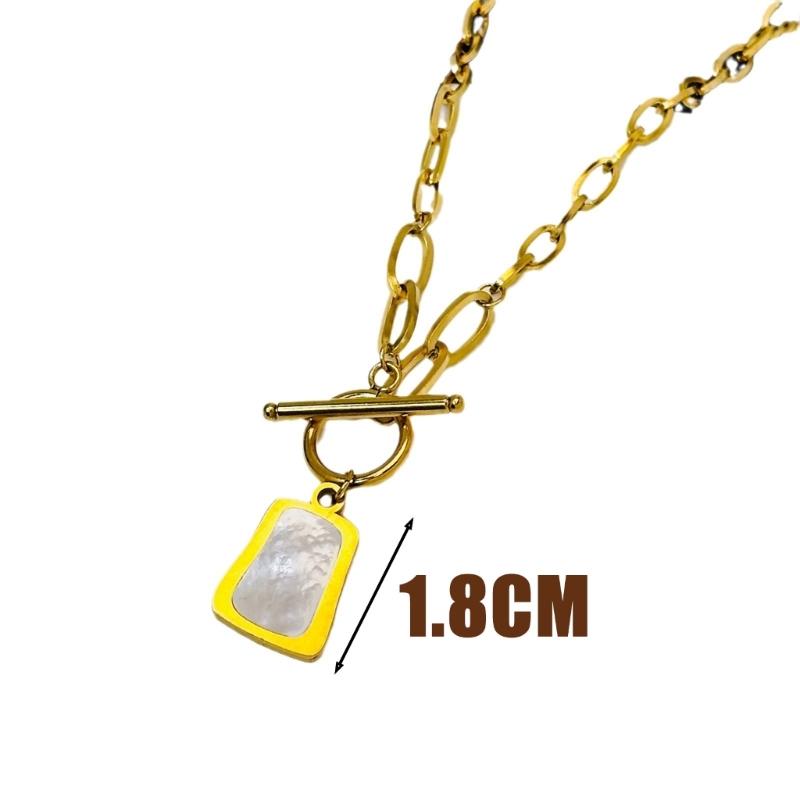 Modern White Shell Charm Necklace Titanium Steel OT Buckled Chain Comfortable Everyday Jewelry Accessory