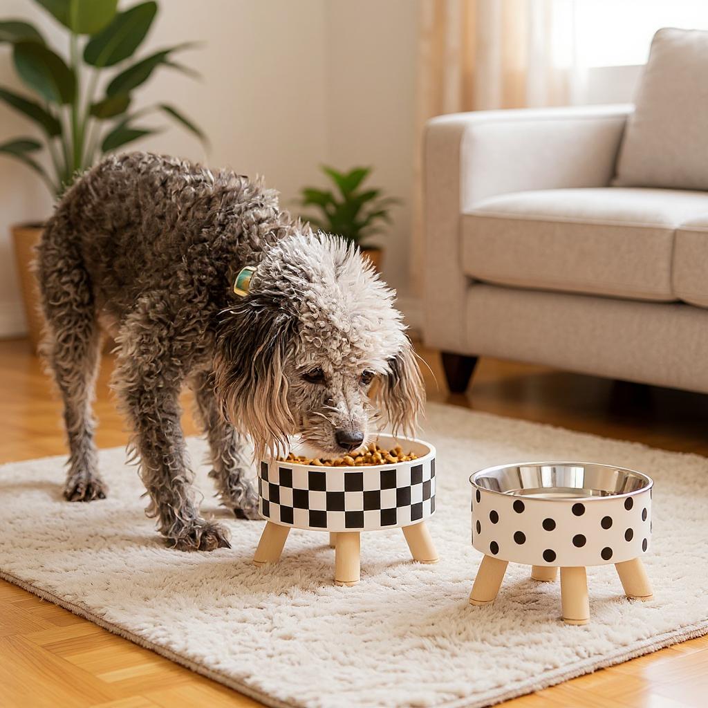 Edelstahl Erhöhte Haustiernapf, Katze Wasser- und Futternapf, Auslaufsicherer Abnehmbarer Fressnapf für Kleine Haustiere Geeignet für Welpen