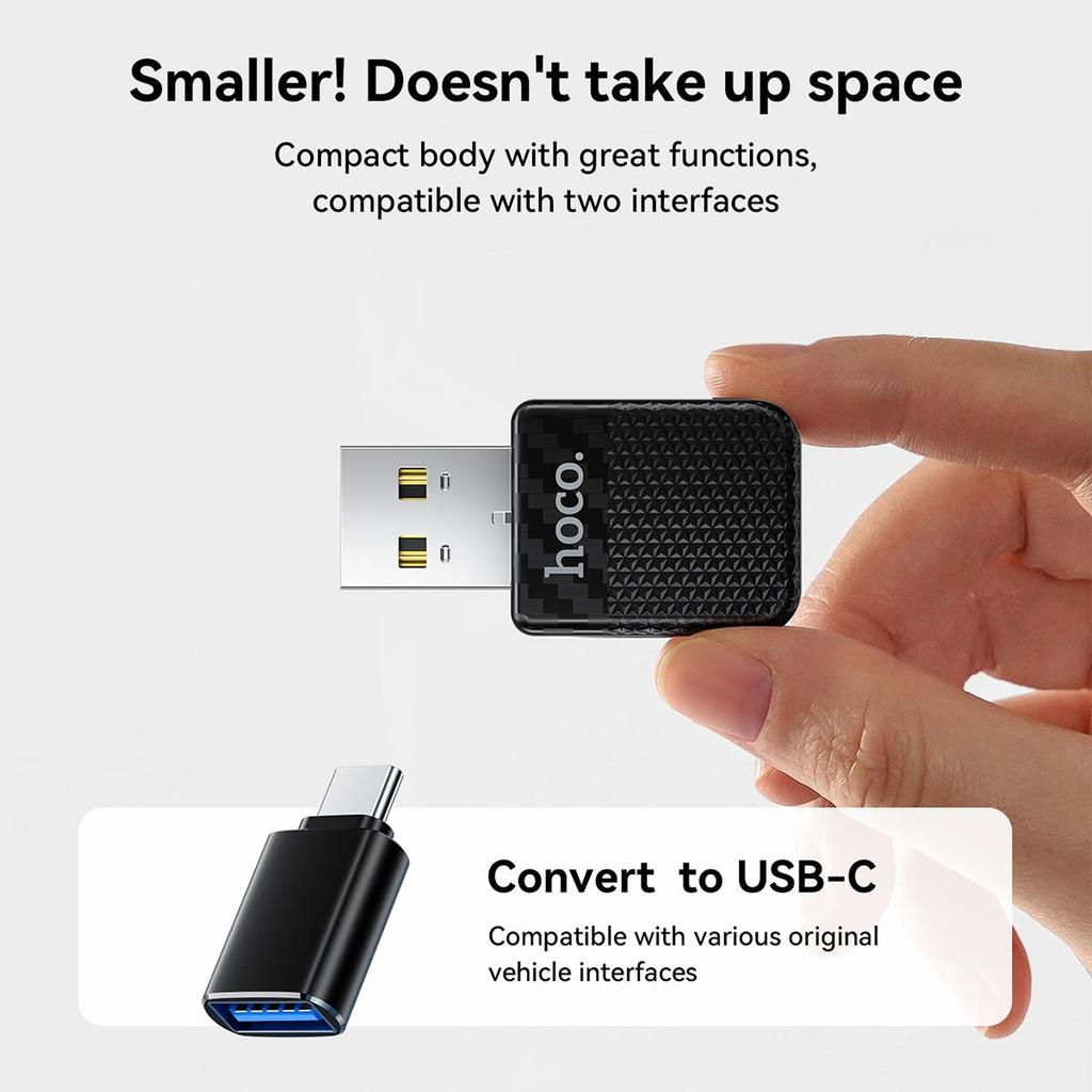 Hoco HU3 Wireless Carplay  Adapter, Usb-a/usb-c, Wi-fi 2.4/5 GHZ, Low Delay, for Cars with Wired Carplay