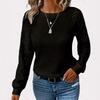 Women's Lace Top Crew Neck Long Sleeve Openwork Slim Fit Casual Blouse