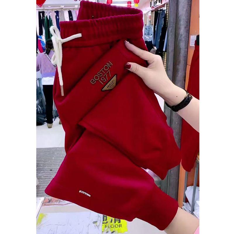 

Европейские товары Чистый хлопок Весенние джоггеры Харлан С высокой талией Штаны для тренировок Burgundy L