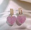 Purple Heart-Shaped Candy Earrings for Women