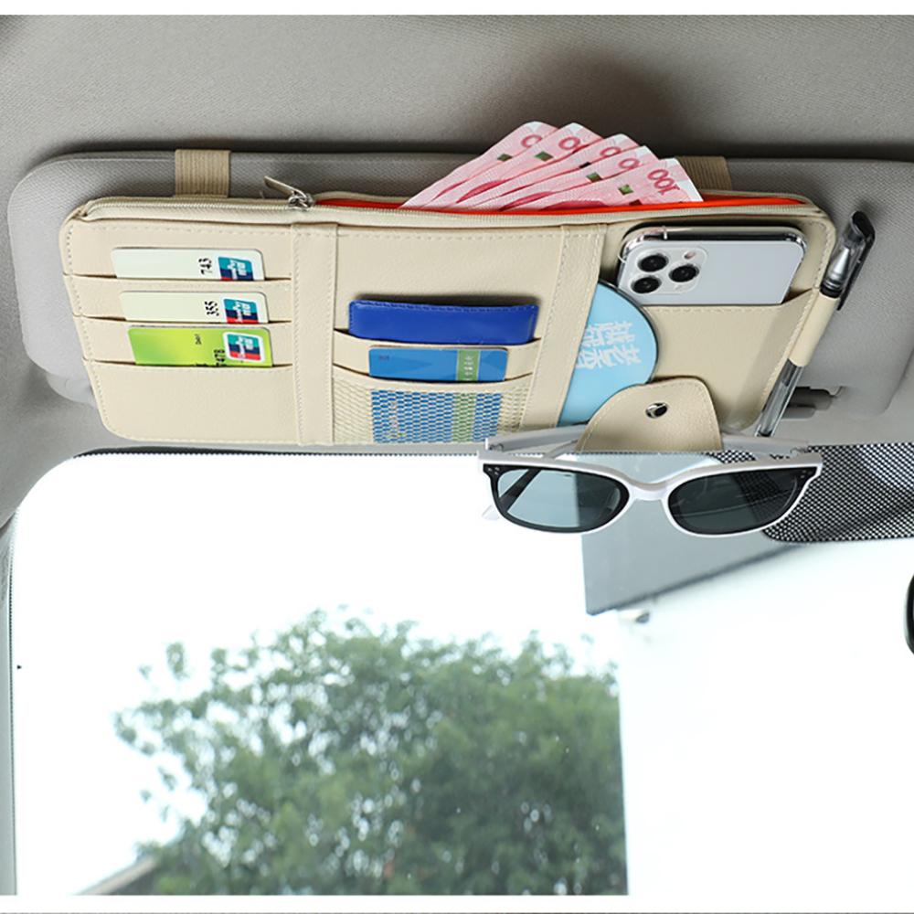 Car Sun Visor Storage Multi-function Car Glasses Clip Holder Storage Bag Card Bag Car Card Clip Document Clip Stowing Tidying чёрный