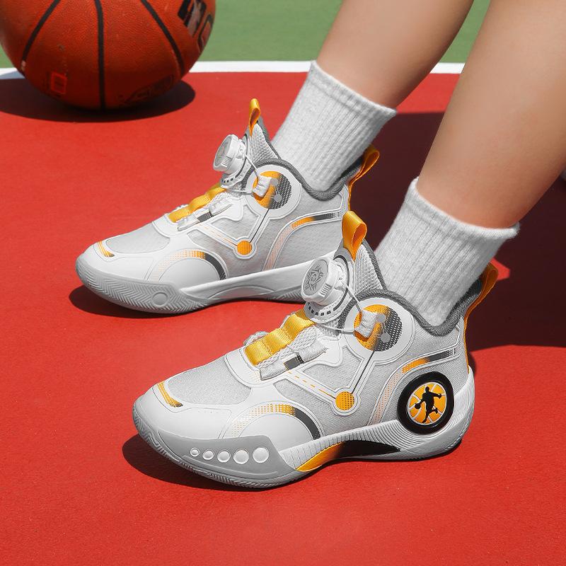 Children's Basketball Shoes Boys' Rotating Button Sports Shoes Boys' Non-slip Practical Shoes Children's Shoes