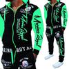 Mens Casual Cardigan Long Sleeved Hooded Sweater Youth Mens Set