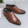 New Summer High Heel Mules Men Half Shoes For Man Leather Slippers Mens Casual Shoes Formal Loafers Dress Male Slides Sandals