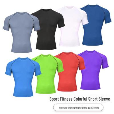 Ademende Fitnesskleding voor Mannen: Hoge Elastische Sportlegging & Sneldrogend Kortarmig Hardloopshirt