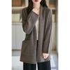 French Retro Mid-Length Cashmere Cardigan - Loose, Comfortable & Versatile Sweater Coat