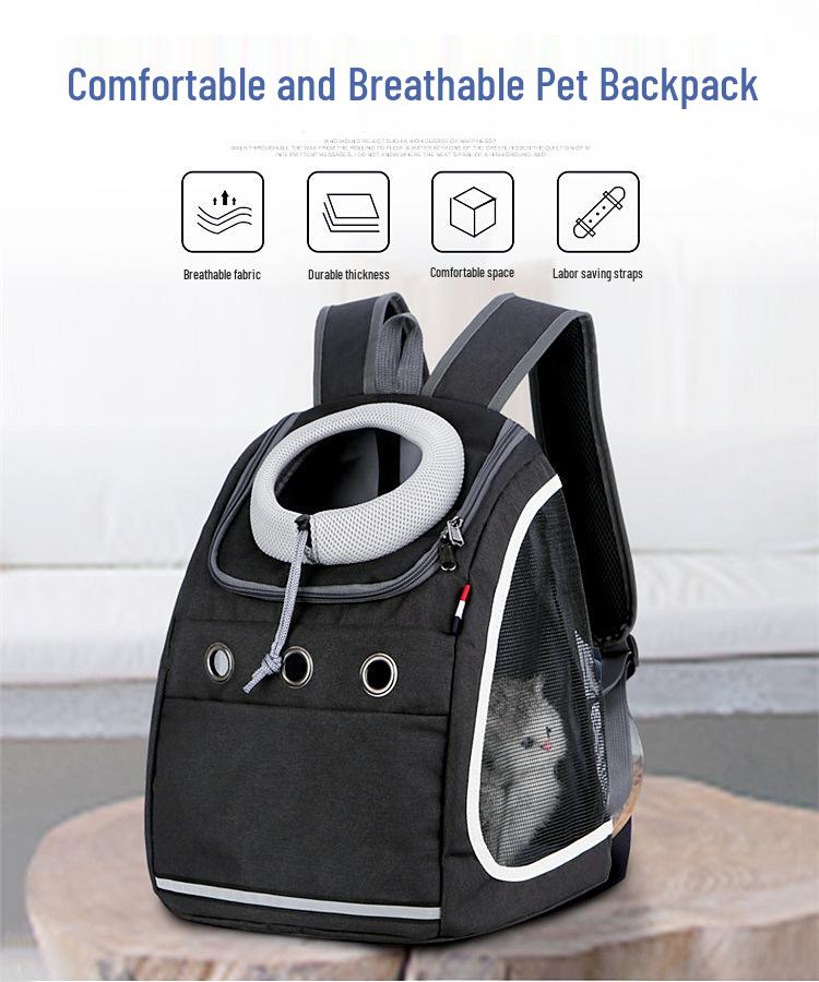 Breathable Pet Backpack for Cats & Dogs - Portable Double Shoulder Travel Bag