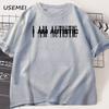 I Am Autistic T Print Men Casual Cotton Short Sleeve Hip Hop Rapper T-shirt Cotton Printed T-Shirt Casual Funny Tops Streetwear