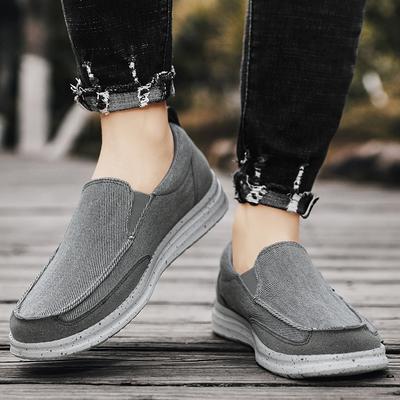 Herr Utomhus Canvas Skor Svarta Slip-on Sneakers Körskor Casual Khaki Bred Huvudskor för Farther Plus Size Lättvikt
