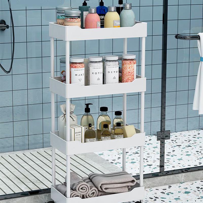 Aufbewahrungswagen, multifunktional, hohe Kapazität, platzsparend, 3/4-stufige Lagerung, bewegliches, bodenstehendes, rollendes vertikales Regal für die Küche