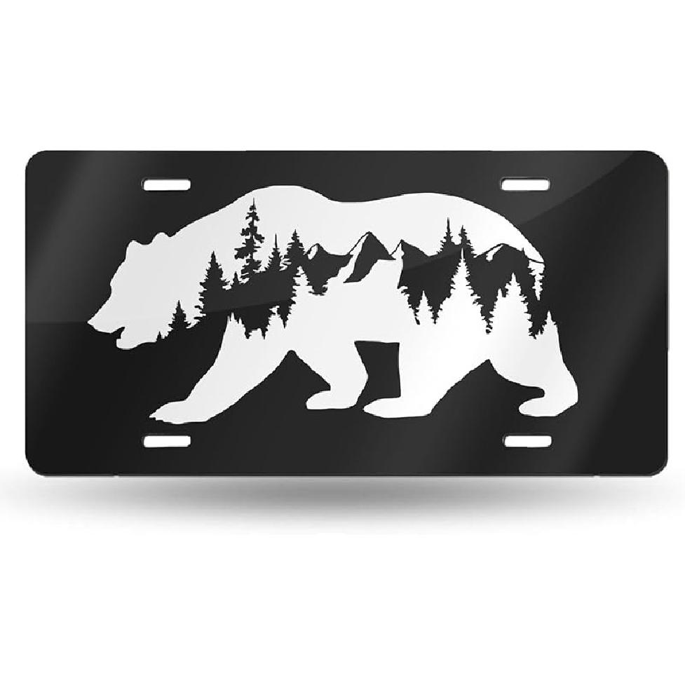 Black Cat Eyes Watching Front License Plate Aluminum Decorative License Plates Funny Metal Car Plate 6"X12" Novelty Vanity Tag Cover With 4 Holes Car