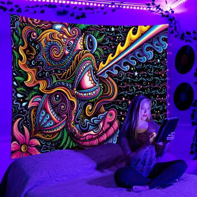 Fluoreszierendes Wandteppich UV Psychedelisch Ästhetisch Wandbehang Hippie Für Schlafzimmer Wohnheim Unabhängiger Raum Dekoration