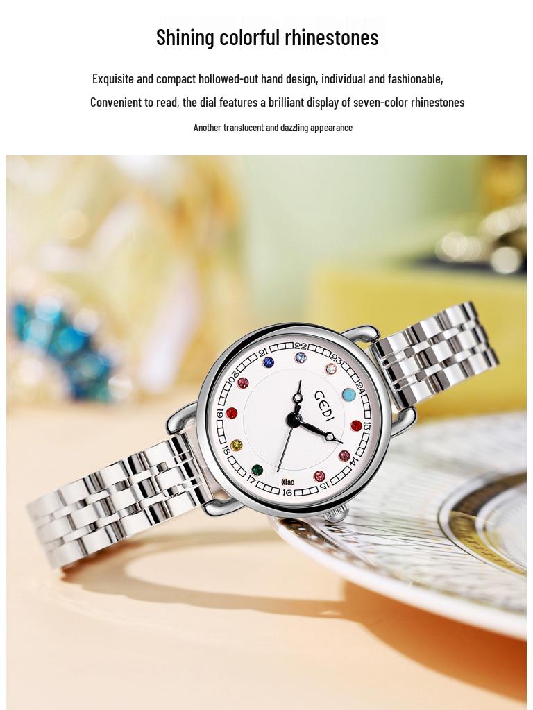 Niche Women's Luxury Steel Band Birthstone Waterproof Quartz Watch