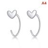 1Pair Butterfly Heart Star Round Shape Ear Clip Silver Color  Hoop Earrings For Women Girls Opening Hoops Earring Jewelry