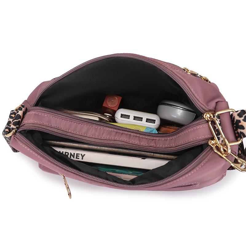 Large Capacity Women's Shoulder Bag Nylon Crossbody Bag Leopard Print Small Bag Mother Bag