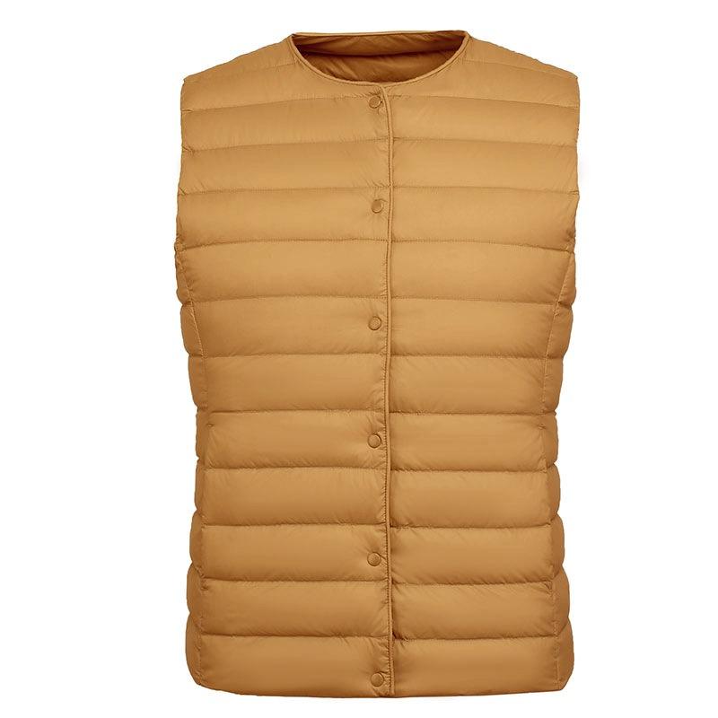 Velvet women's liner vest light down jacket women's Pinghu round neck large size thin light winter coat